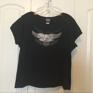 Black Harley Davidson ladies t-shirt. Sz X-LARGE.